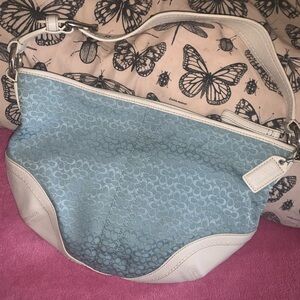 y2k signature blue coach bag